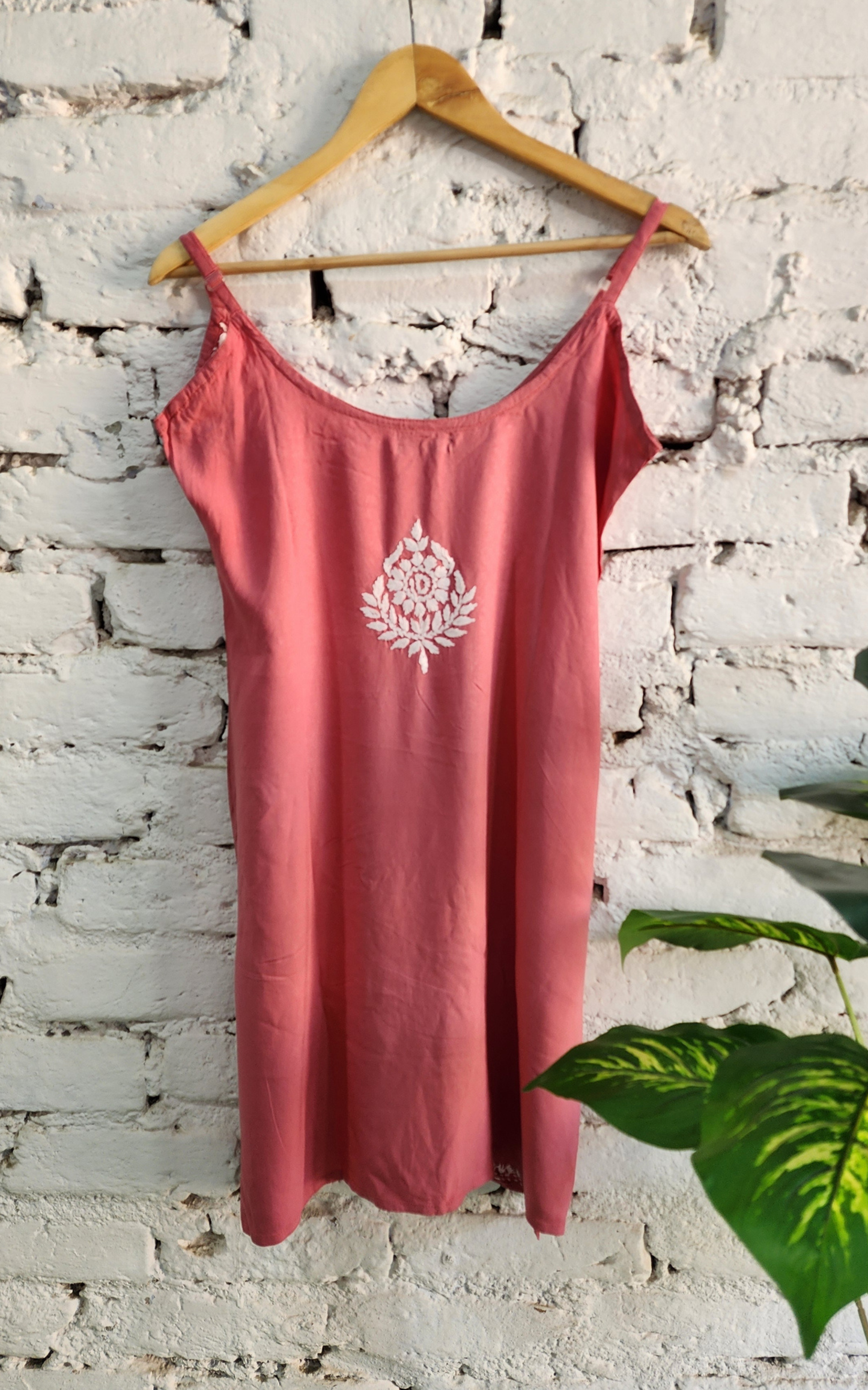 Nude Pink Nayaab Strappy Chikankari Short Kurta