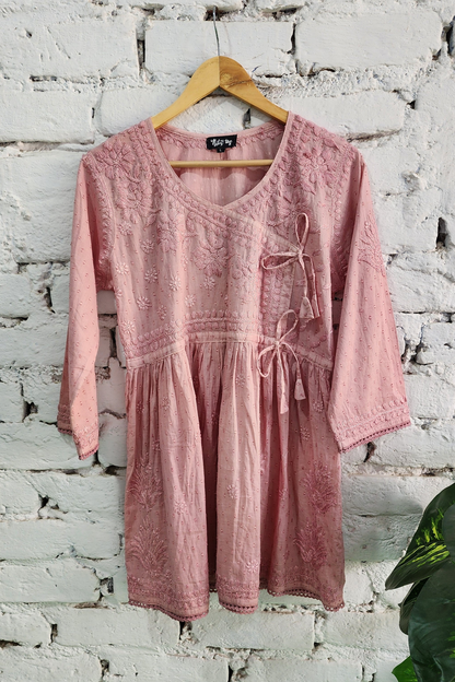 Ira Angrakha Chikankari Mulmul Cotton Short Kurta
