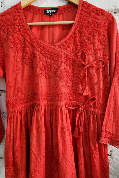 Ira Angrakha Chikankari Mulmul Cotton Short Kurta