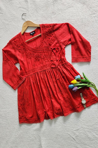 Ira Angrakha Chikankari Mulmul Cotton Short Kurta