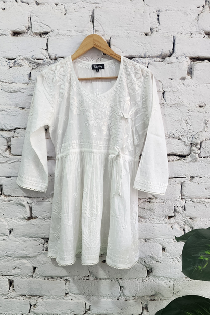 Ira Angrakha Chikankari Mulmul Cotton Short Kurta