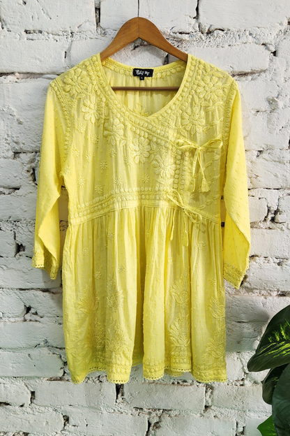 Ira Angrakha Chikankari Mulmul Cotton Short Kurta
