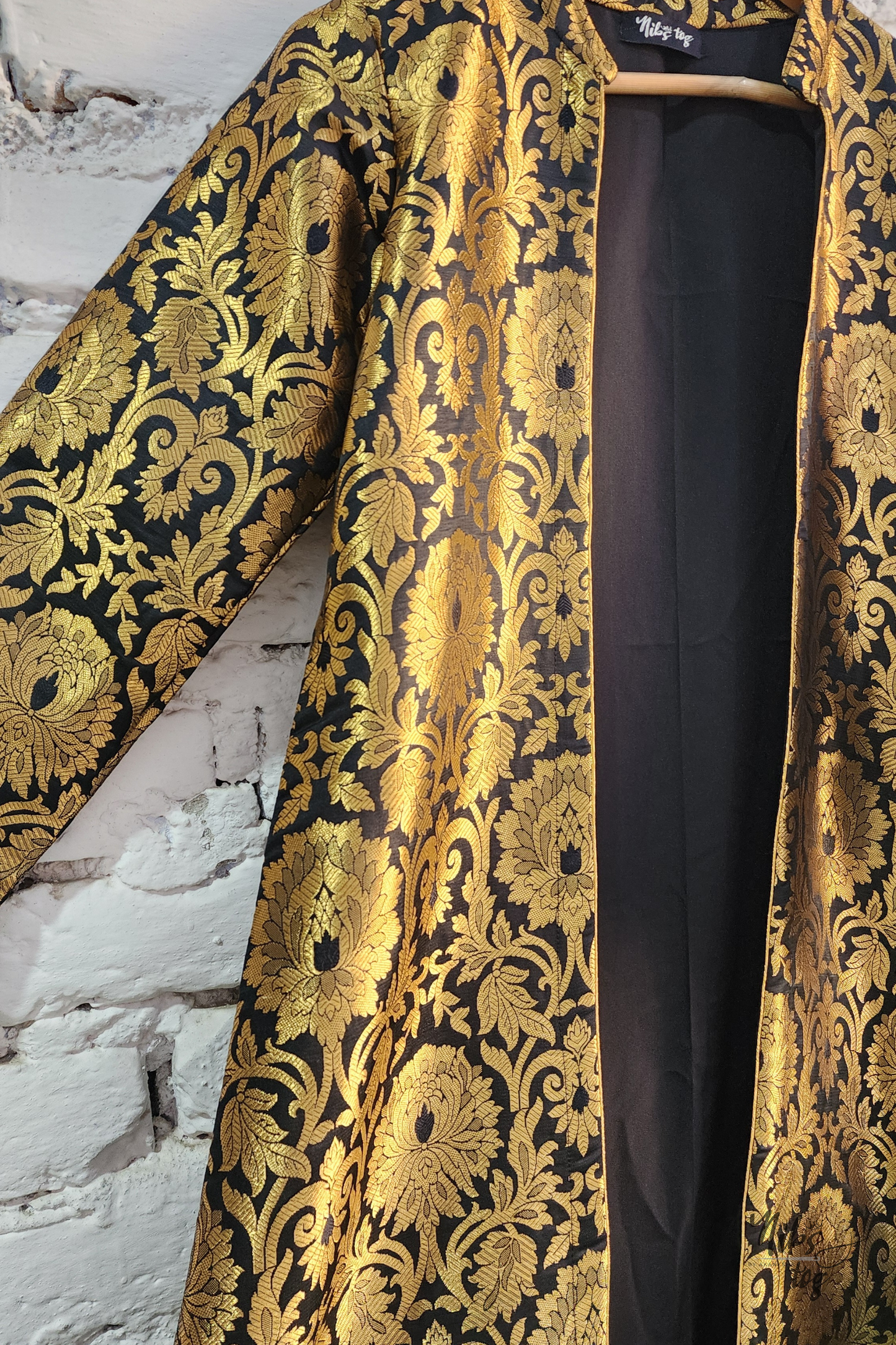 Black & Gold Banarasi Long Jacket