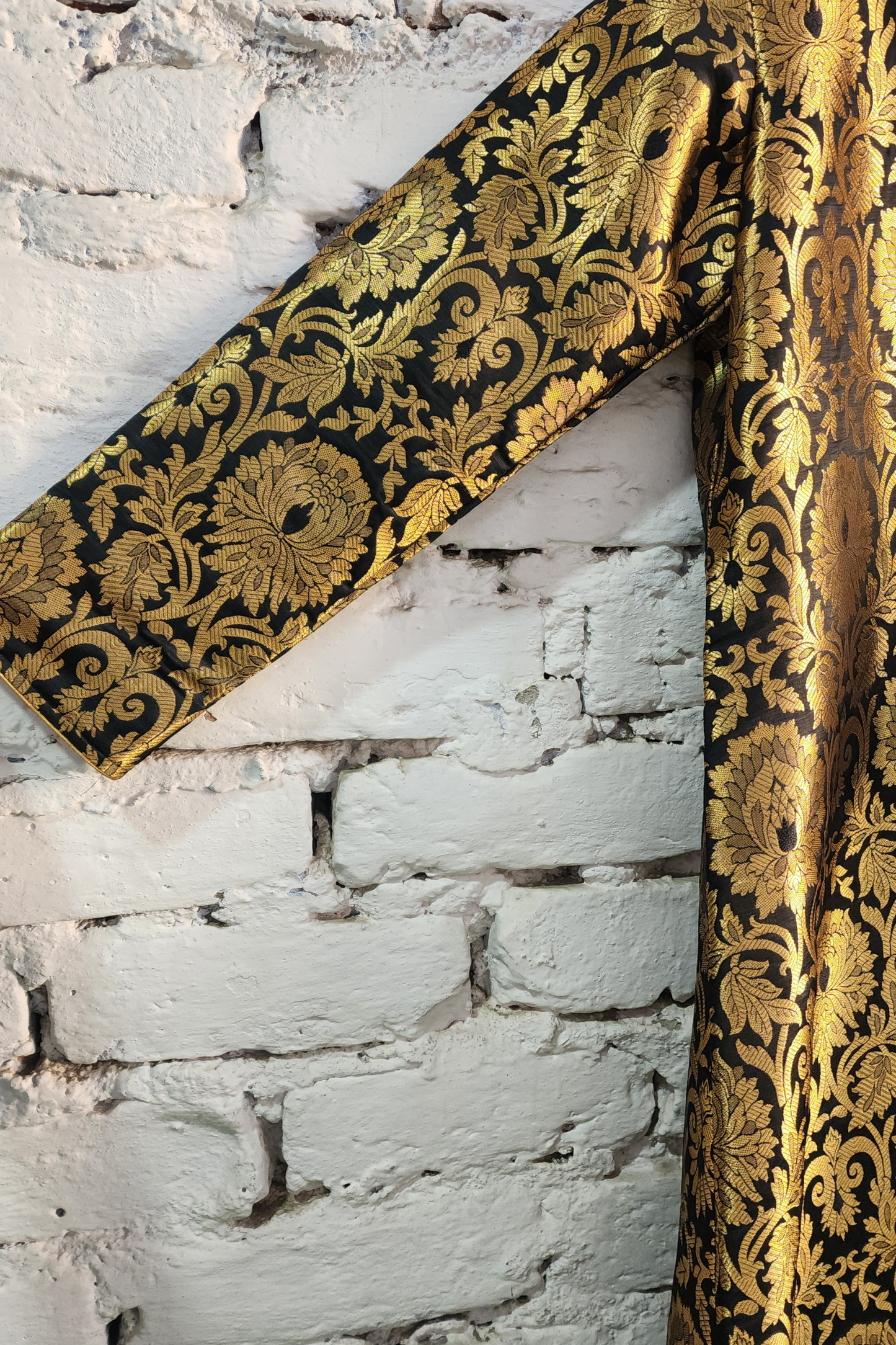 Black & Gold Banarasi Long Jacket