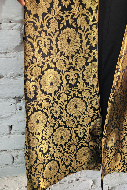 Black & Gold Banarasi Long Jacket