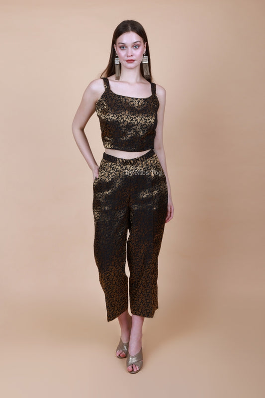 Black and Gold Silk Brocade Coord Set