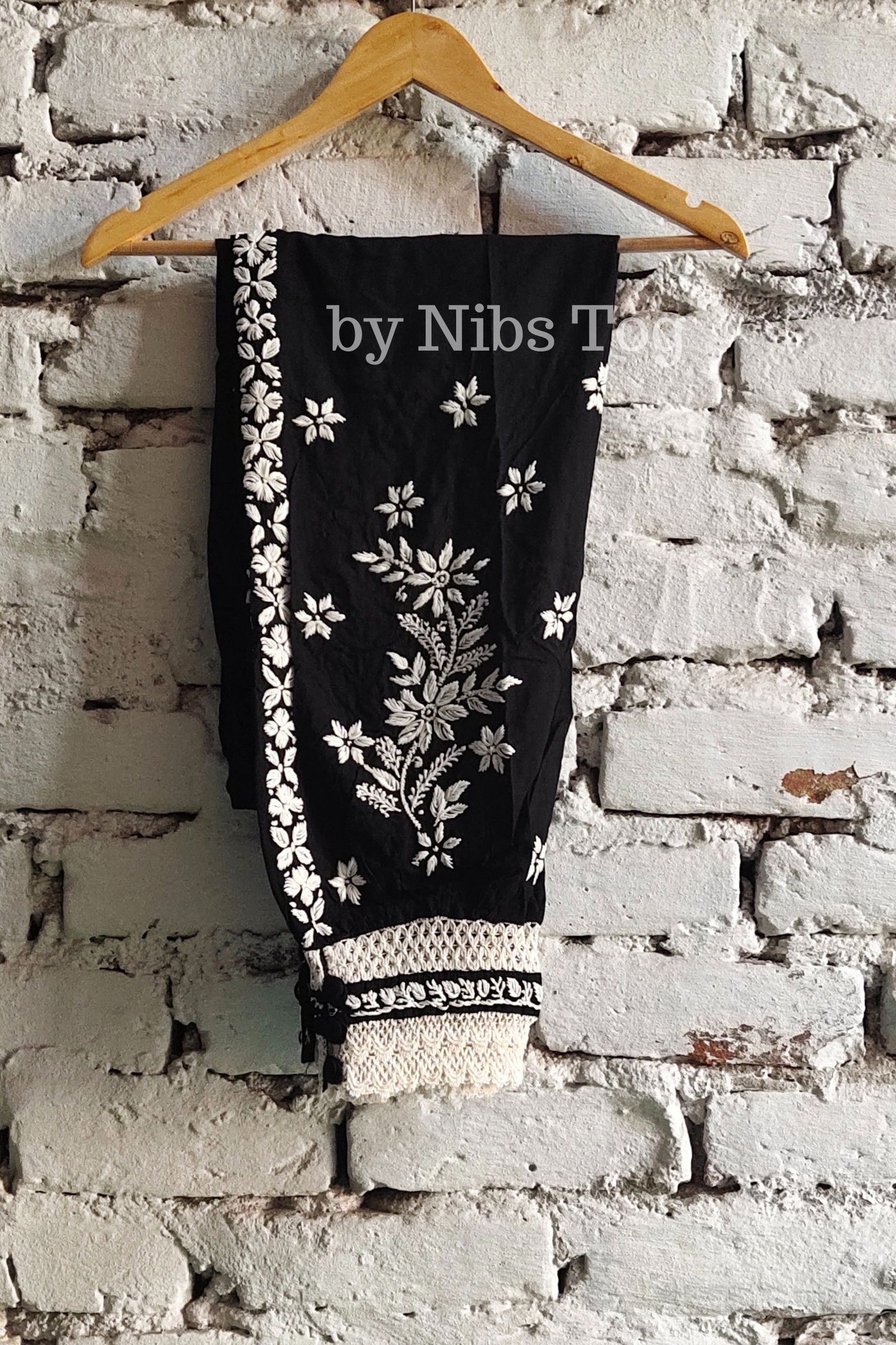 Black Chikankari Afghani Pants for Women