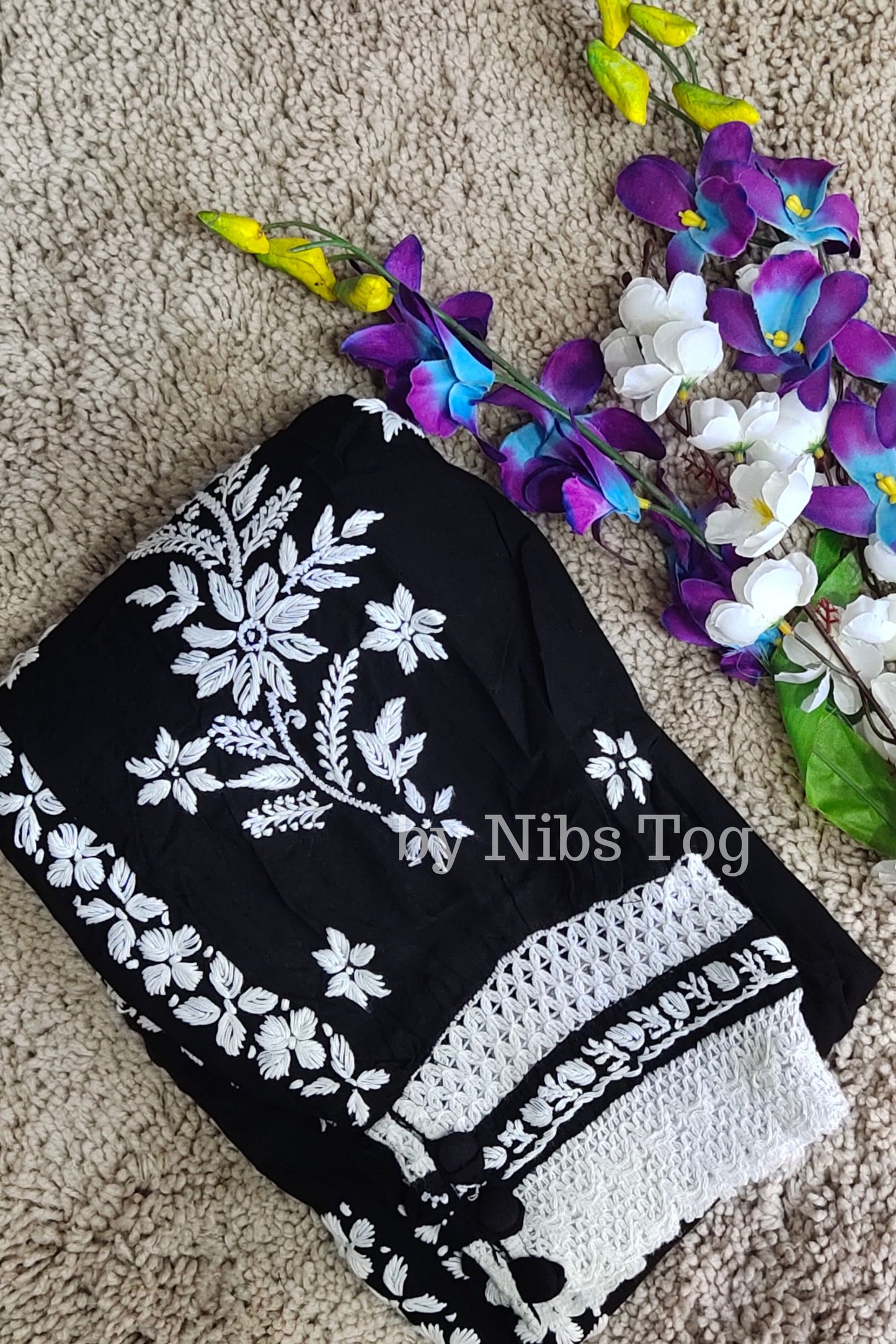 Black Chikankari Afghani Pants for Women