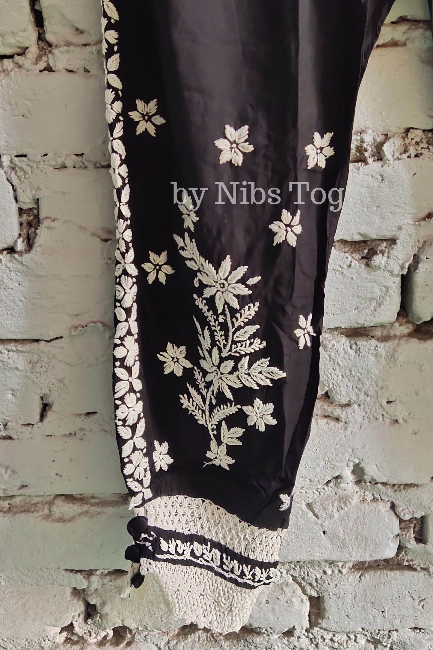 Black Chikankari Afghani Pants for Women