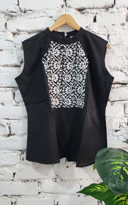 Diva Black Chikankari Sleeveless Top