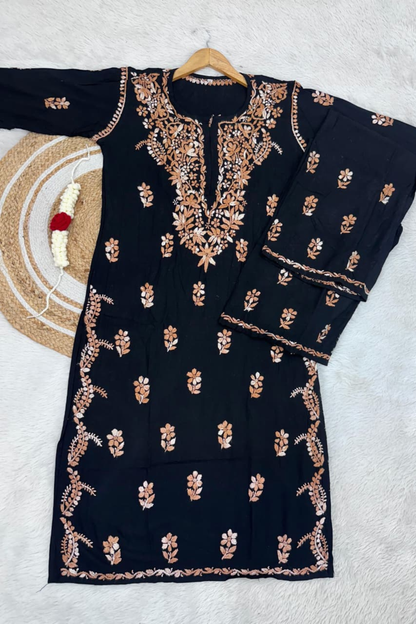 Black Chikankari Kurta Palazzo Set