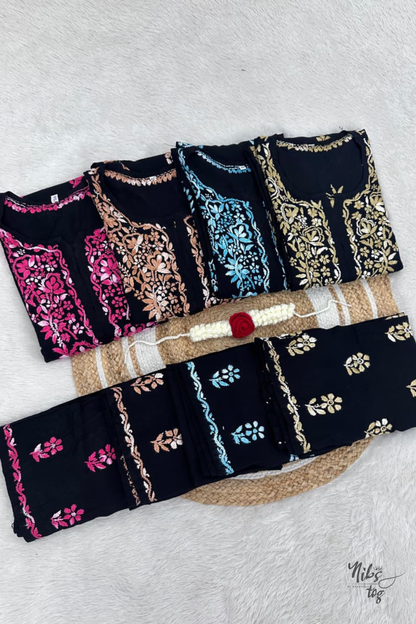 Black Chikankari Kurta Palazzo Set