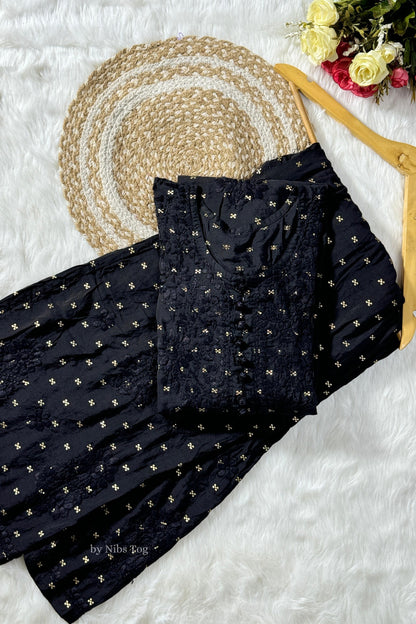 Silk Chikankari Kurta Palazzo Set