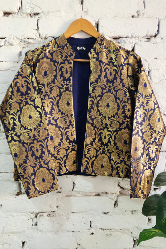 Blue Banarasi Brocade jacket Short