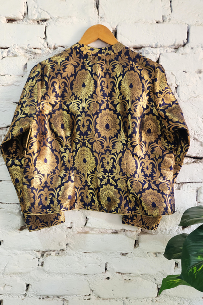 Blue Banarasi Brocade jacket Short