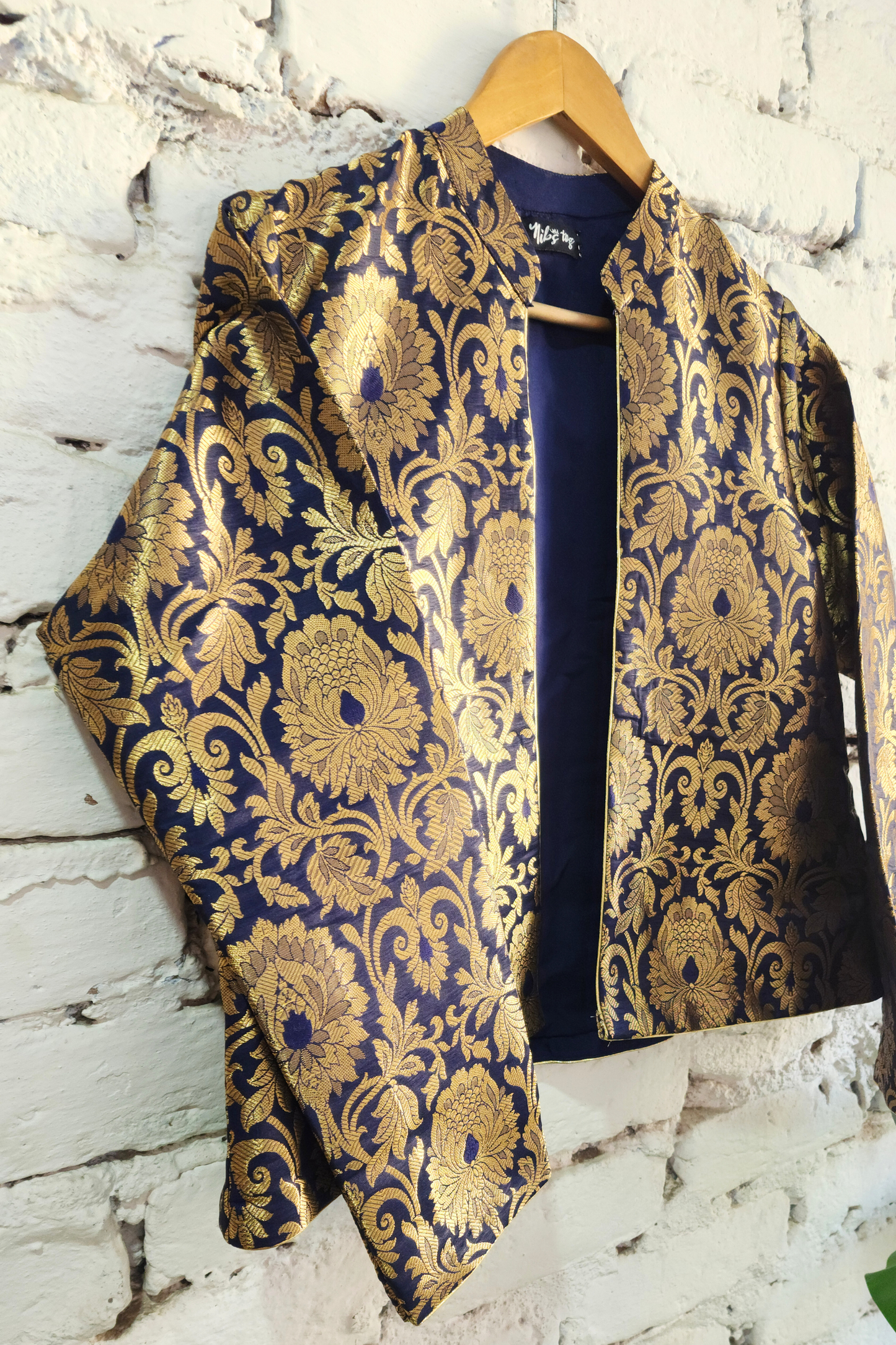 Blue Banarasi Brocade jacket Short