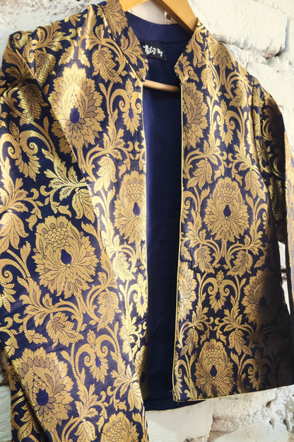 Blue Banarasi Brocade jacket Short