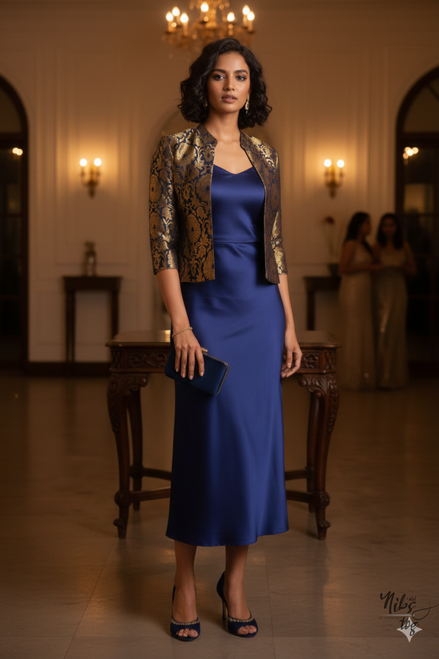Blue Banarasi Brocade jacket Short
