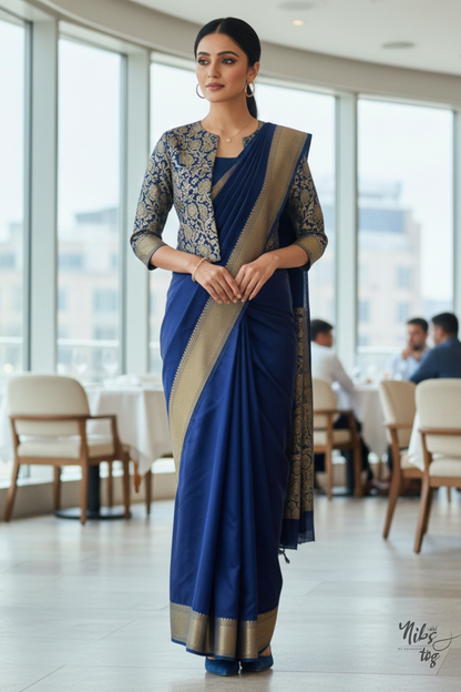 Blue Banarasi Brocade jacket Short