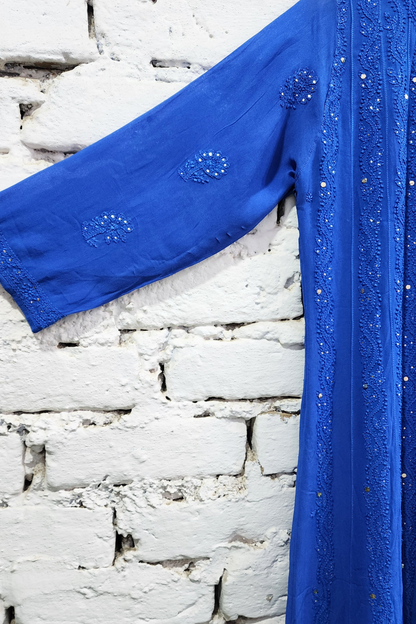 Roohi Blue Chikankari Anarkali Suit with Dupatta