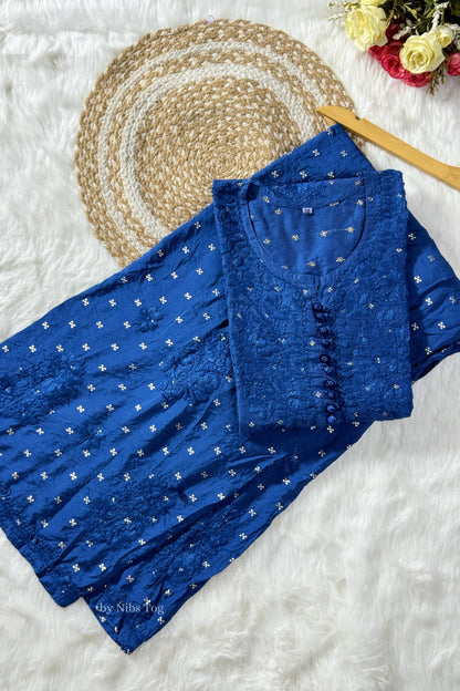Silk Chikankari Kurta Palazzo Set