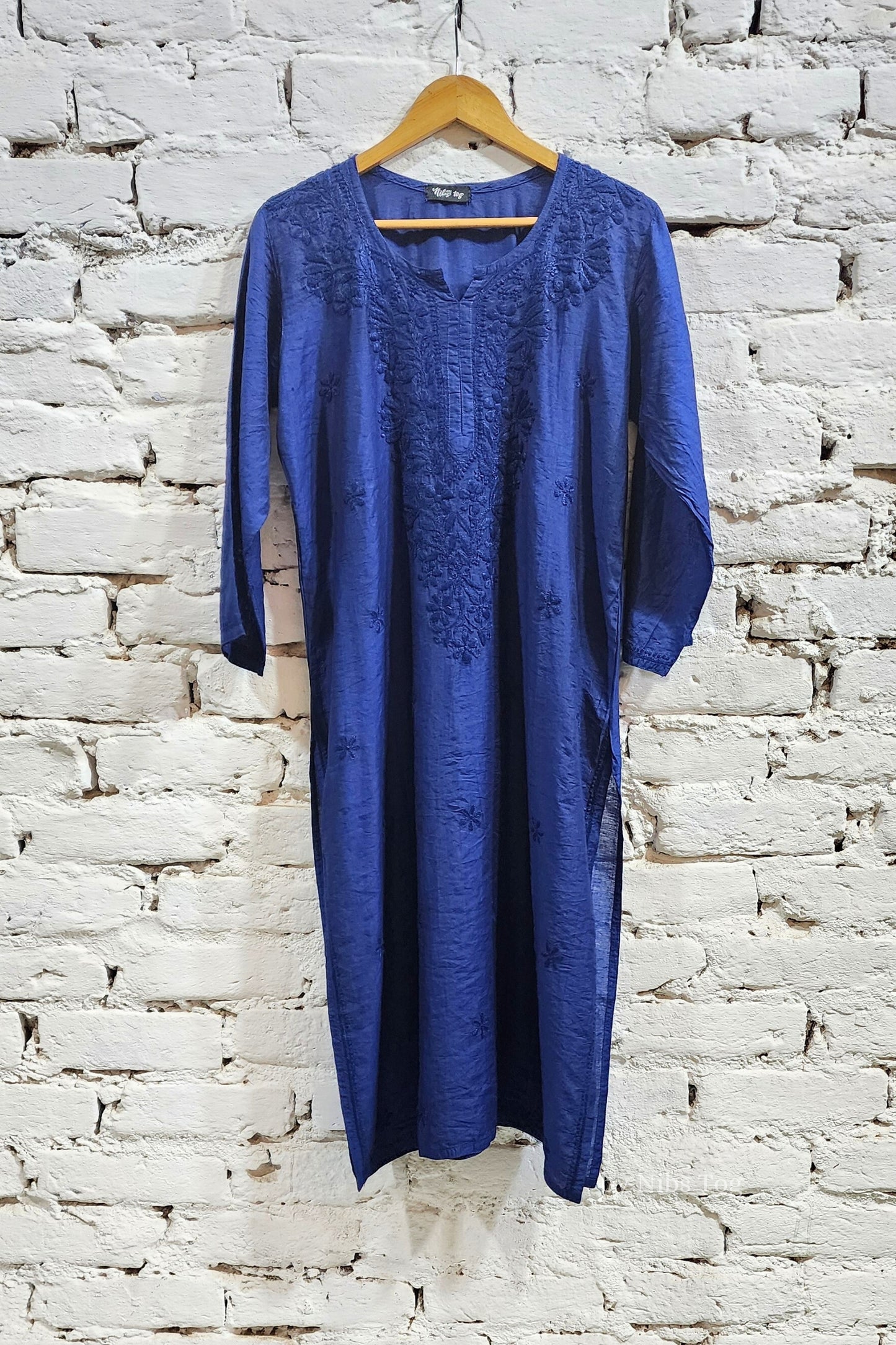 Blue Silk Chikankari Kurta Palazzo Set