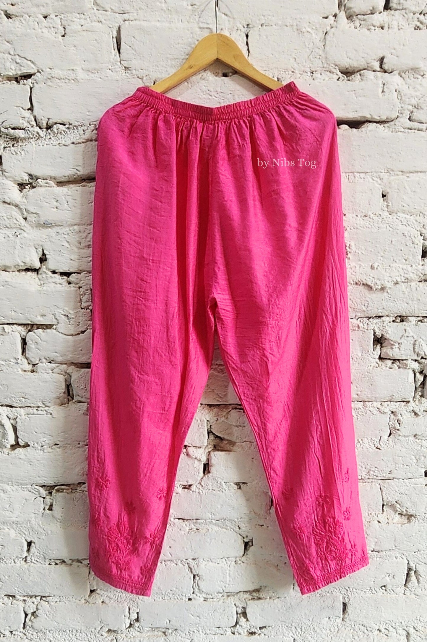 Pink Silk Chikankari Kurta Pant Set with Banarasi Dupatta