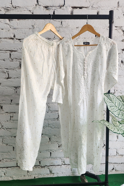 Silk Chikankari Kurta Palazzo Set