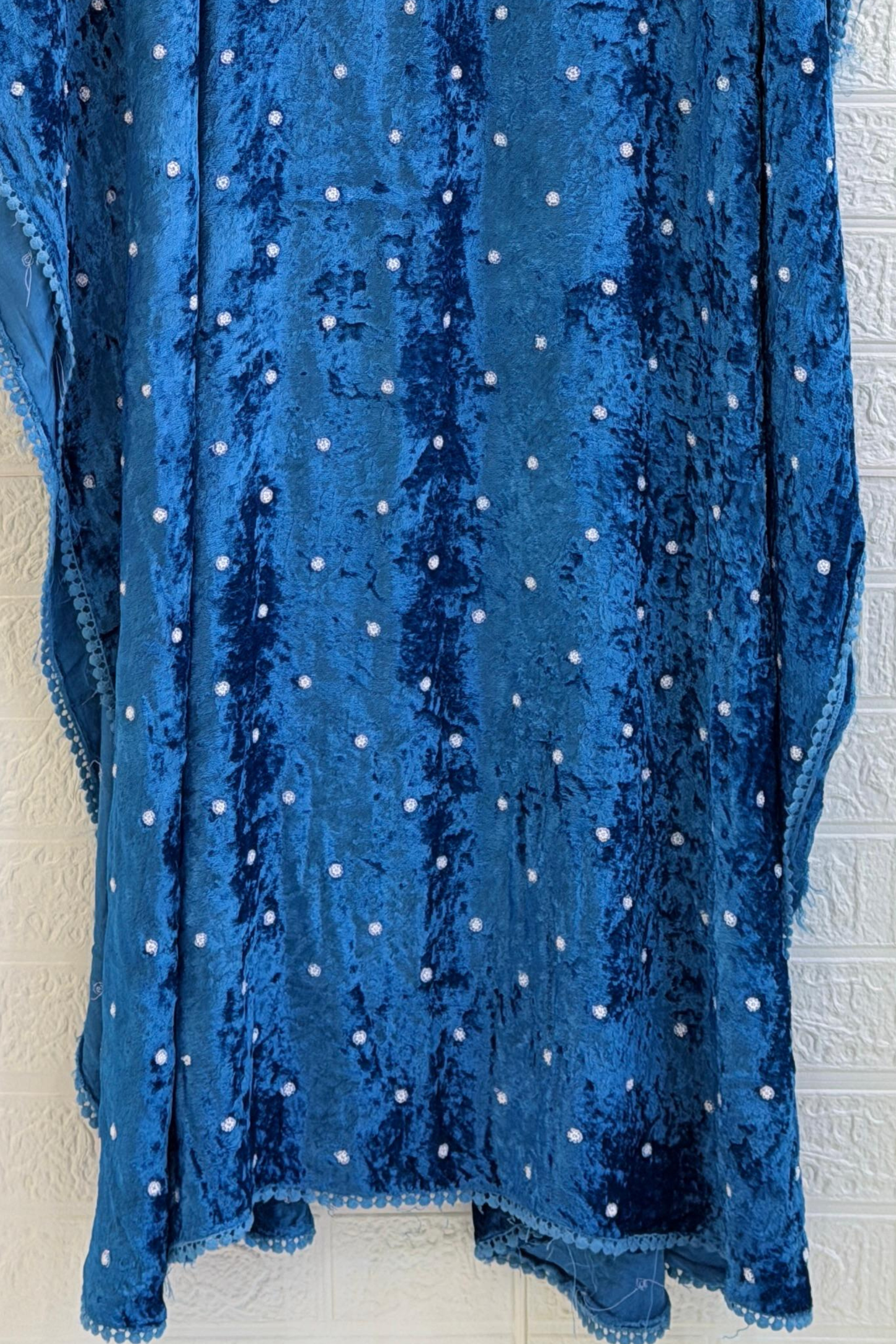 Chikankari Embroidered Velvet Kaftan