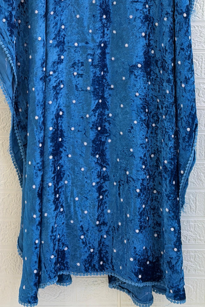Chikankari Embroidered Velvet Kaftan