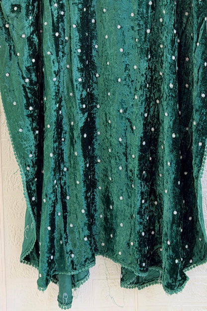 Chikankari Embroidered Velvet Kaftan