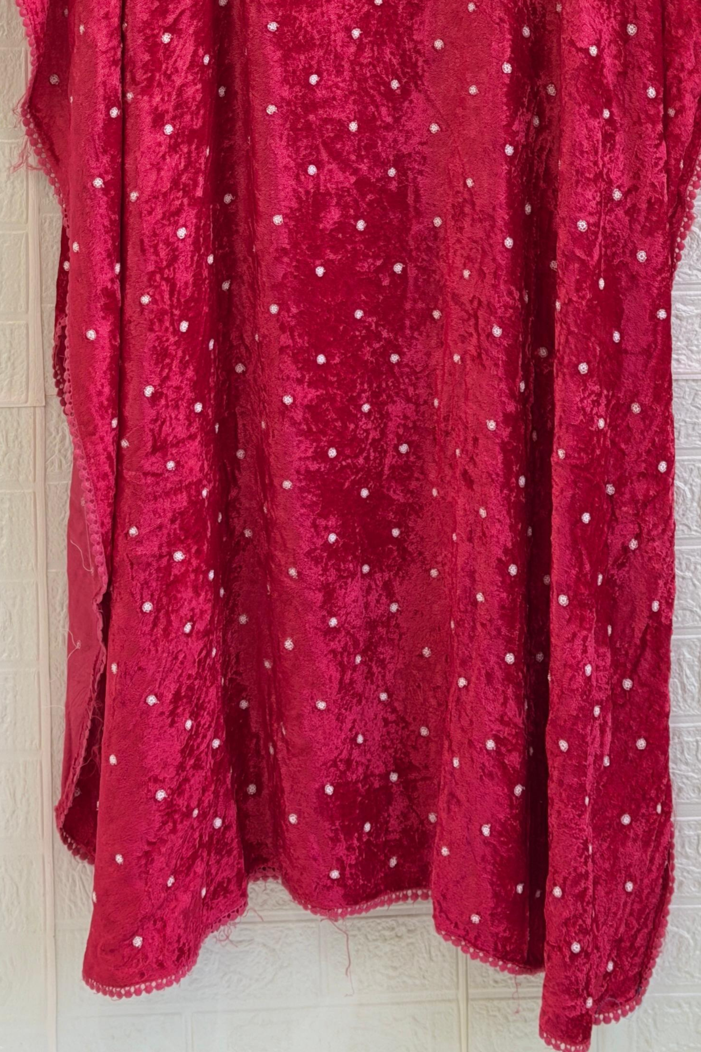 Chikankari Embroidered Velvet Kaftan