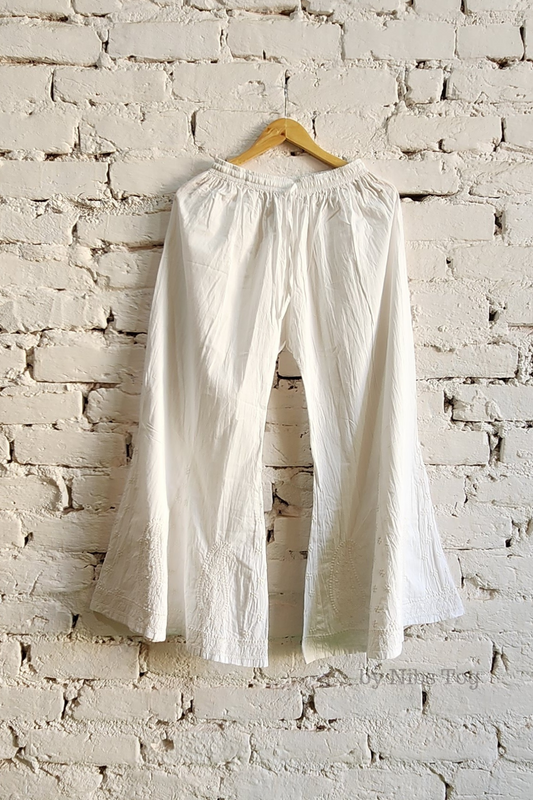 Chikankari White Cotton Palazzo