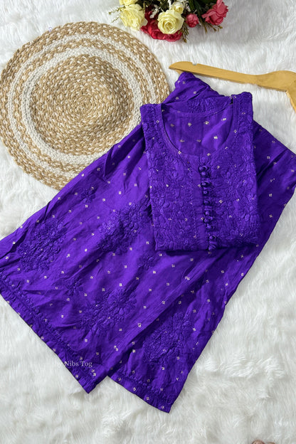 Silk Chikankari Kurta Palazzo Set