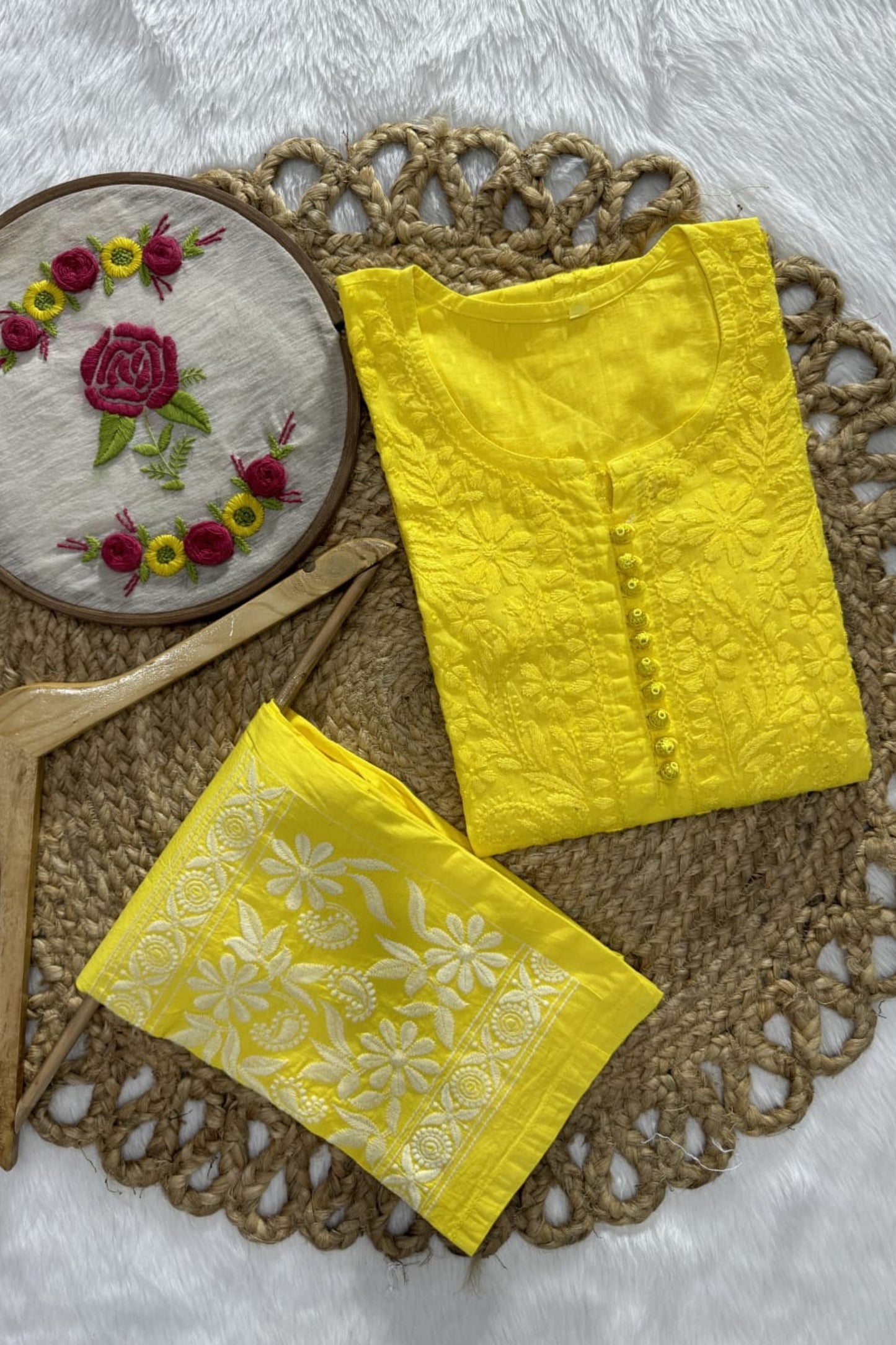 Rozana Dobby Cotton Chikankari Kurta Set