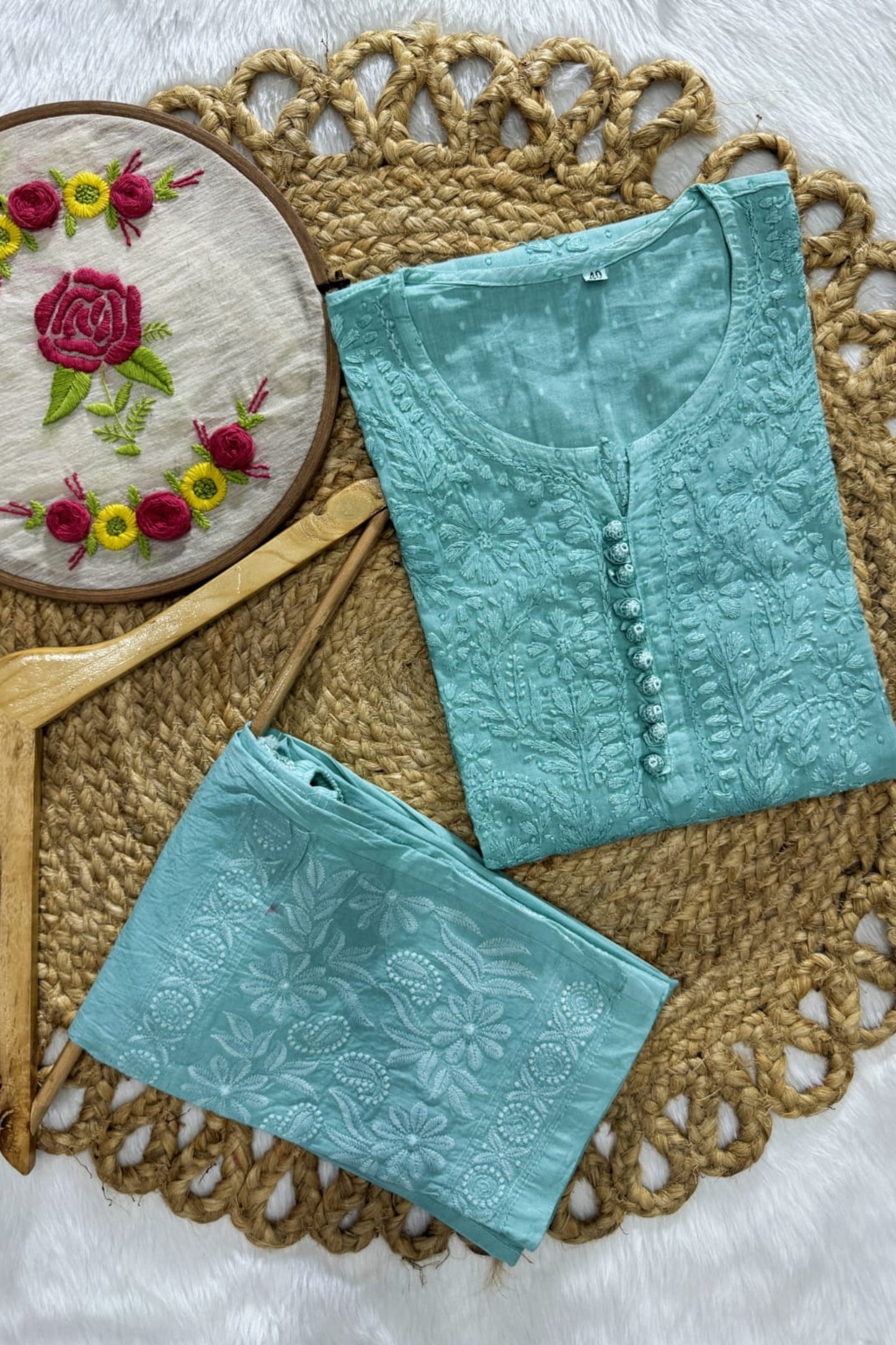 Rozana Dobby Cotton Chikankari Kurta Set