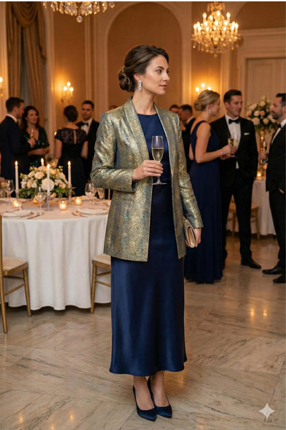 Grey Silk Blazer Jacket