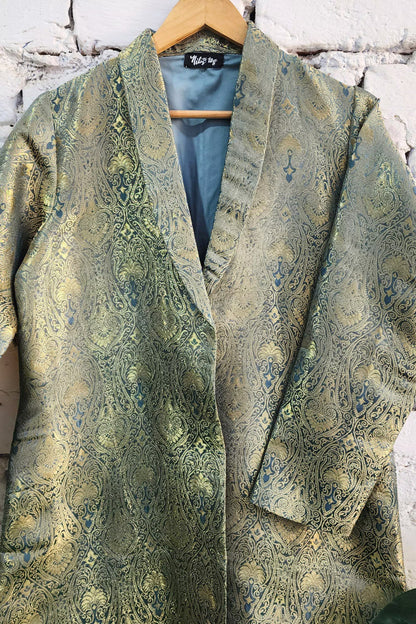 Grey Silk Blazer Jacket