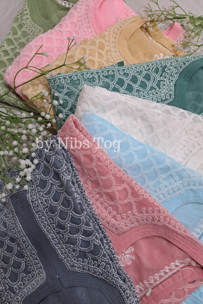 Georgette Heavy Work Straight Chikankari Kurta