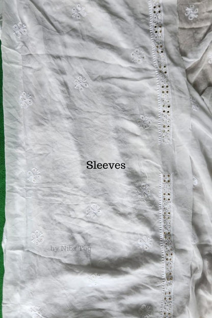 White Mausiki Chikankari unstitched Fabric Pure Viscose Georgette