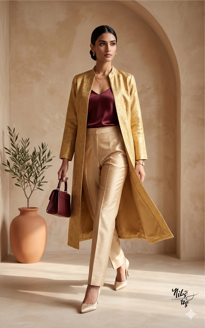 Golden Banarasi Long Jacket