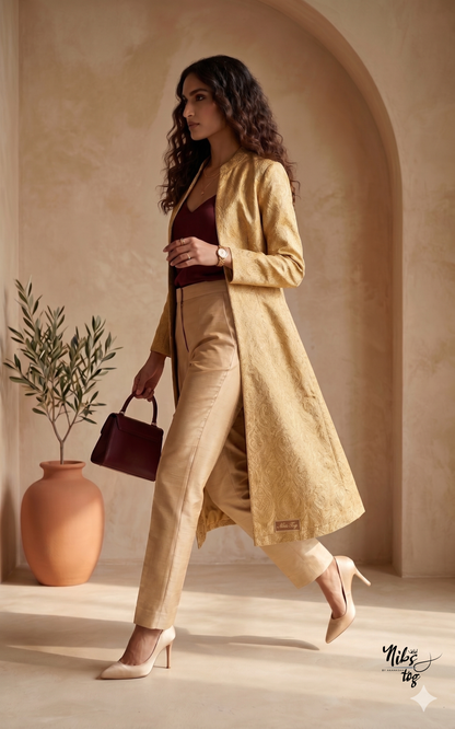 Golden Banarasi Long Jacket
