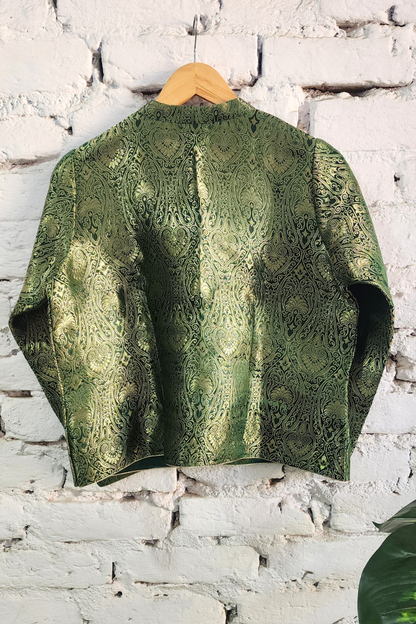 Green Banarasi Brocade Jacket Short