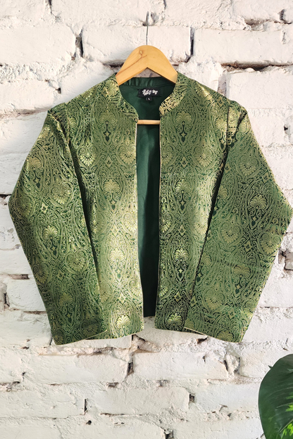 Green Banarasi Brocade Jacket Short