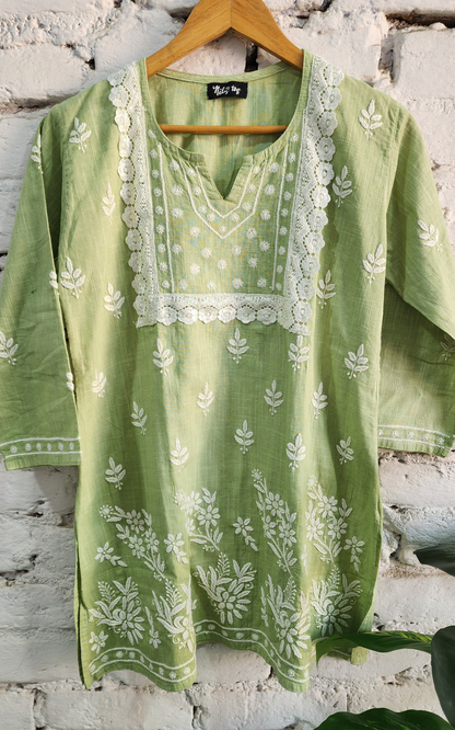 Saadgi Green Chikankari Co-Ord Set