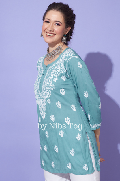 Afsa Modal Short Kurta Green