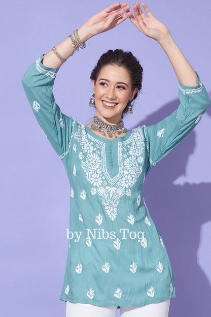 Afsa Modal Short Kurta Green