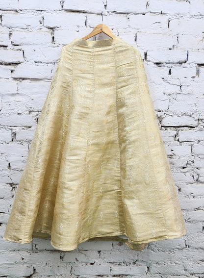 Ivory Gold Brocade Silk Blazer and Skirt Set