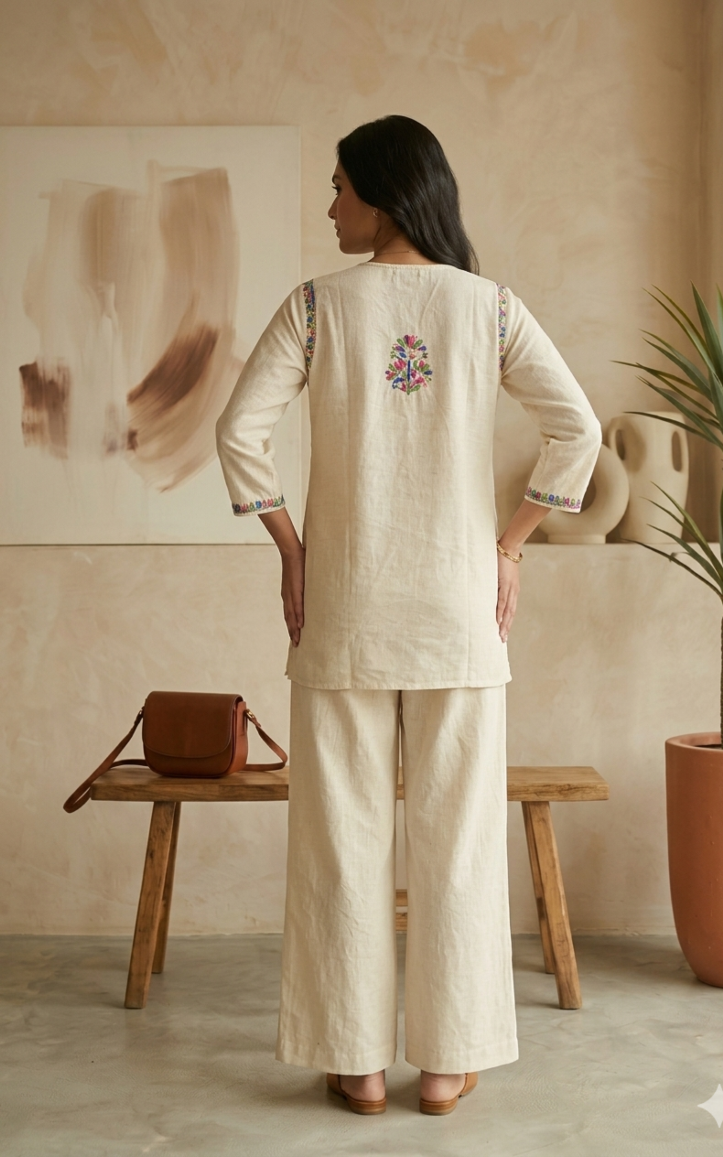 Ivory Chikankari Linen Co-ord Set