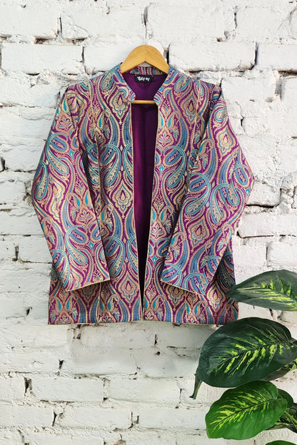 Multicolor Purple Banarasi Brocade Blazer